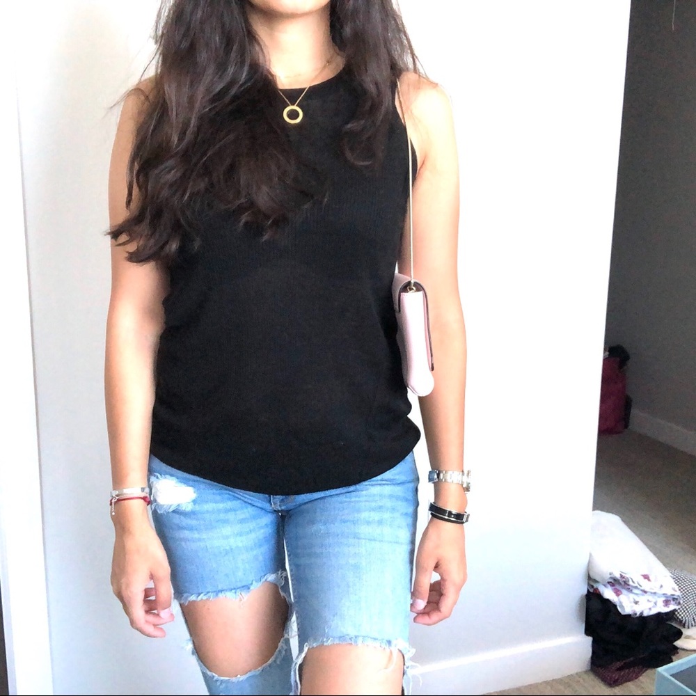 Michael Kors linen ribbed black top nwot